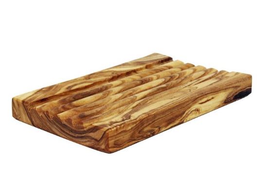 Olivenholz-Seifenablage geriffelt, eckig 13 x 9cm Olivenholz-Seifenablage geriffelt, eckig 13 x 9cm